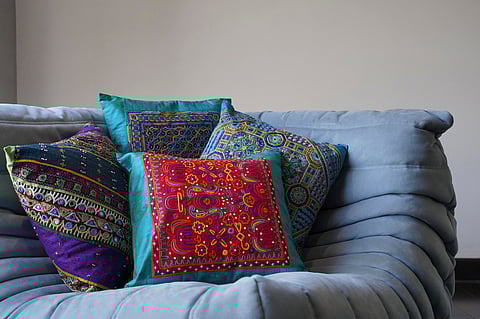 Cusion cover with Kutchhi embroidery